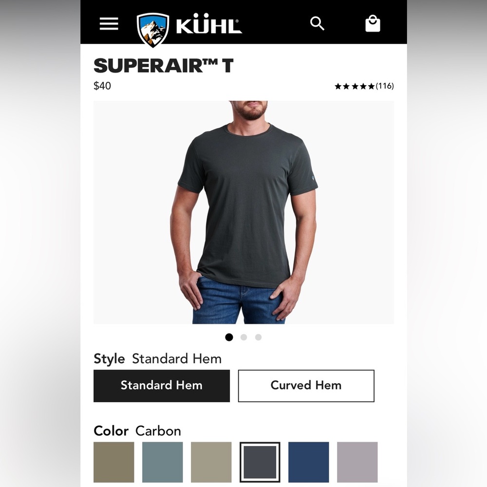 Kuhl Men’s Superair T Carbon Gray Large